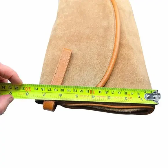 Vintage Latinas Suede Leather Clutch Wristlet Tan Made in Italy - Picture 6 of 10